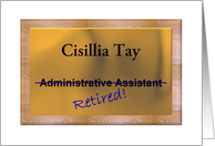 Customizable Invite To Retirement Party For Administrative Assistant card