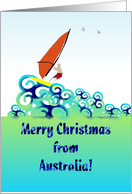 Christmas Greetings from Australia Windsurfing on the Open Sea card