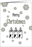 Christmas Carolers and Snowflakes Black and White card