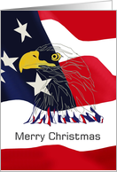 Deployed Military Personnel Eagle and Old Glory Christmas card