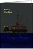 Offshore Christmas Happy Holidays Tree on Oil Rig in the High Seas card