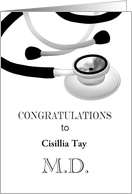 Custom Congratulations Graduation from Medical School Stethoscope card