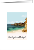 Greetings from Portugal Ink Drawing of the Algarve Blank card