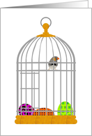 Easter Bird and Easter Eggs in Birdcage card
