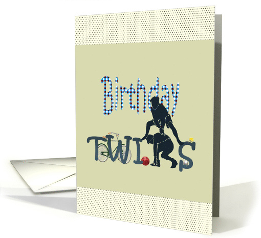 Birthday Twin Boys Leap Frogging card (997415)