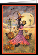October Fields - Halloween Witch and Black Cats card