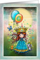Six Year Old Girls Birthday Card Little Princess with Balloons card