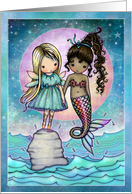 Thinking of You Best Friends Forever Fairy and Mermaid Moon and Ocean card