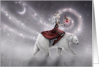 The Journey Fantasy Maiden and Polar Bear Any Occasion Blank card