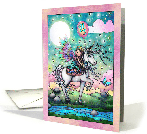 4th Birthday Fairy Princess and Unicorn Friend card (1738428)