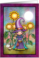Little Sunflower Witch Halloween Card