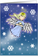 Christmas Card with Sweet Angel in Snowflakes card