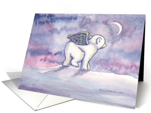 Christmas Card Little Polar Bear with Angel Wings card (855093)