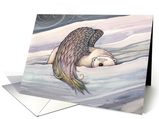 Christmas Card- Sleeping Polar Bear with Angel Wings card (855095)