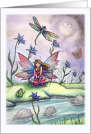 Magic at dusk - Spring Fairy with Frog and Dragonflies card