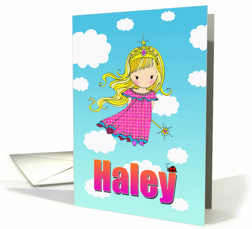 Birthday Card - Haley Name - Fairy Princess in Clouds card (855272)