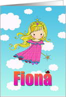 Birthday Card - Fiona Name - Fairy Princess in Clouds card