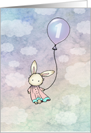 Sweet Bunny One Year Old Birthday Card - 1 year card