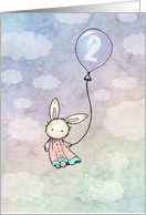 Sweet Bunny Two Year Old Birthday Card - 2 year card