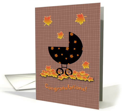 Fall Autumn Baby Carriage Congratulations on your New Baby card