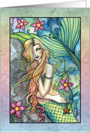 Thinking of You Card - Mermaid with Flowers card