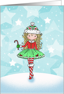 Christmas Card - Little Girl with Candycane card