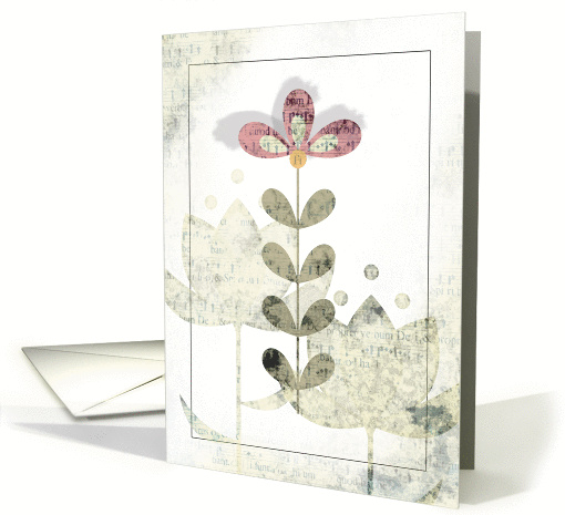 Thank You Card - Modern Flower in Digital collage card (877776)