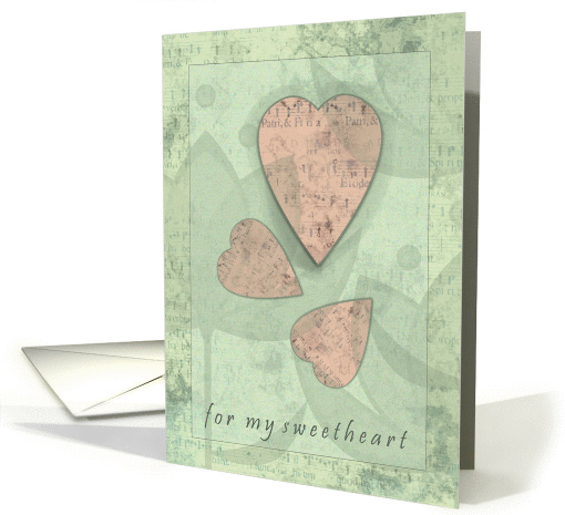 Valentine's Day, Sweatheart - Pink Hearts on Light Green card (877828)