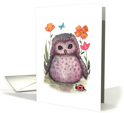 Thinking of You Card - Little Owl and Ladybug card (891098)