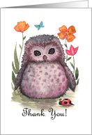 Thank You Card - Little Owl and Ladybug card