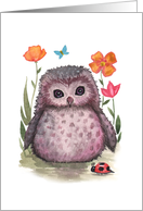 Blank Card - Cute Baby Owl and Ladybug card