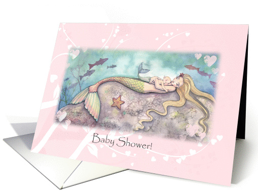 Baby Shower Invitation - Sweet Mother and Baby Mermaids card (897326)