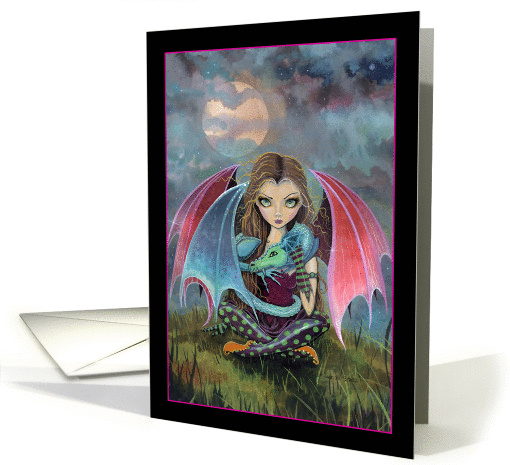 Fairy and Dragon Fantasy Art Blank card (916507)