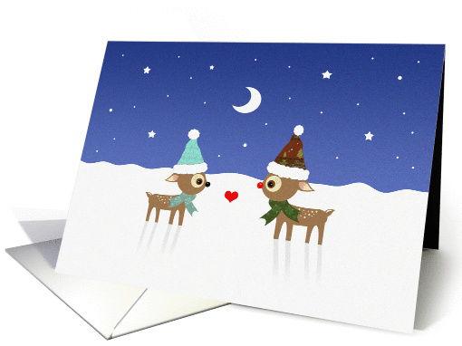 Cute Reindeer Girl and Boy Blank card (942088)
