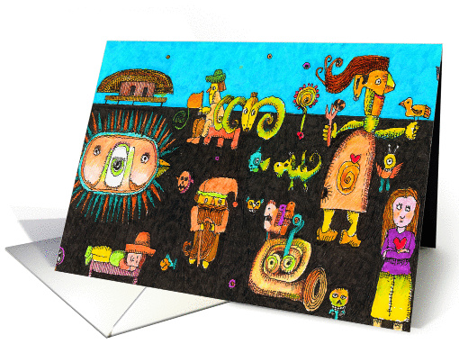 Birthday, whimsy, strange beings, imaginary card (866907)