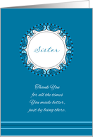 Mother’s Day For Sister ~ Whimsical Turquoise and Cyan Medallion card