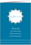 Mother’s Day to Daughter in Law ~ Whimsical Turquoise & Cyan Medallion card