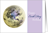 Earth Day Birthday ~ Planet Earth in Greens, Lavender & Blue Hues card