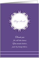 Mother’s Day For Step Aunt ~ Whimsical Purple and Lavender Medallion card