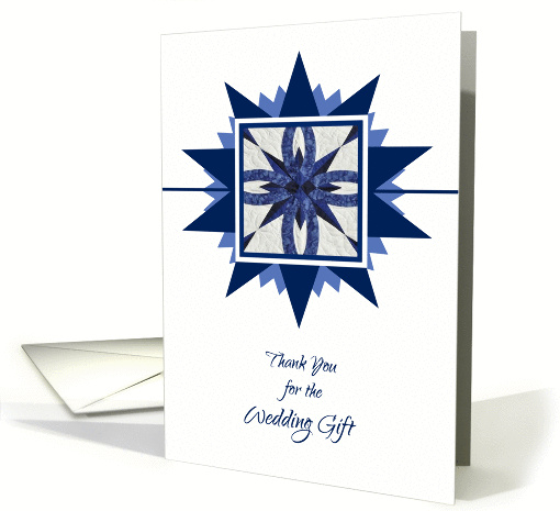 Thank You for the Wedding Gift ~ Blue Wedding Ring Quilt Square card