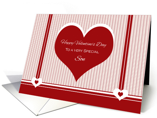 Happy Valentine's Day to Son ~ Red and White Hearts card (1027259)