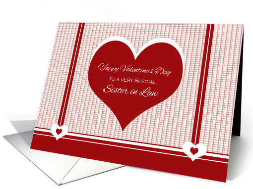Happy Valentine's Day to Sister in Law ~ Red and White Hearts card