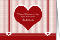 Happy Valentine’s Day for Godparents ~ Red and White Hearts card