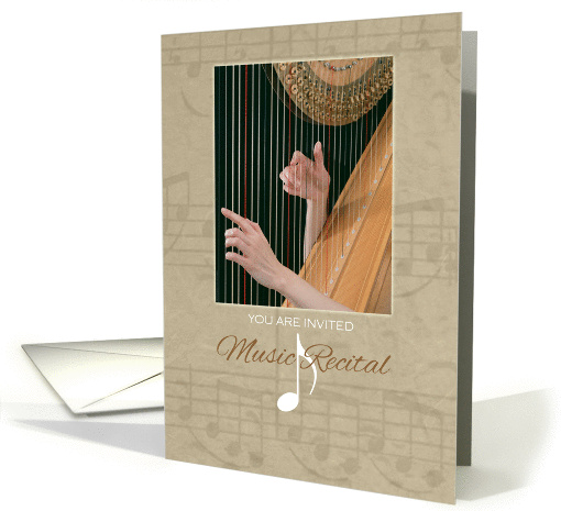 Music Recital Invitation ~ Hands Playing the Harp card (1035847)