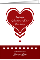 Valentine’s Day Birthday for Son in Law ~ Red and White Hearts card