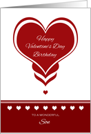 Valentine’s Day Birthday for Son ~ Red and White Hearts card