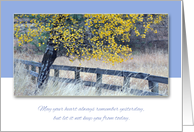Thinking of You ~ Leaning Tree over Old Country Fence card