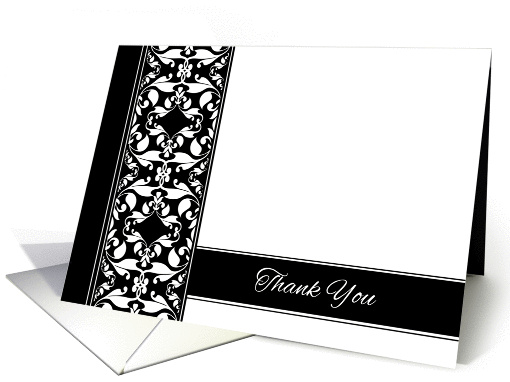 Business Thank You Elegant Black and White Damask card (1047515)