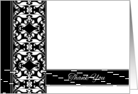 Business Thank You Elegant Black and White Damask card