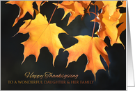 Thanksgiving for Daughter and Family - Golden Maple Leaves card